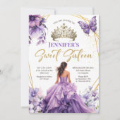 Paarse Lila Meisje Prinses Tiara Bloemenzoet 16 Kaart (Voorkant)