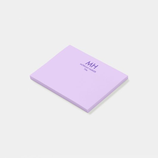 Paarse Lila Minimal Clean Initialen Post-it® Notes (Schuin)