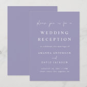 Paarse Lila Minimalistische Trouwreceptie Kaart (Voorkant / Achterkant)