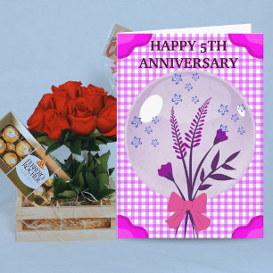 Paarse Lila Moderne Boho 5e Bruiloft Jubileum Kaart