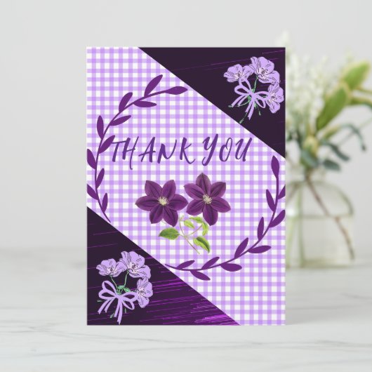 Paarse Lila moderne boho trendy bruiloft dank u Bedankkaart (Staand voorkant)