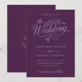 Paarse Lila moderne legante kalligrafie Kaart (Voorkant / Achterkant)