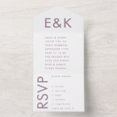 Paarse Lila moderne monogram - weduwschap All In One Uitnodiging (Binnen)