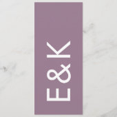 Paarse Lila moderne monogram - weduwschap Menu (Achterkant)