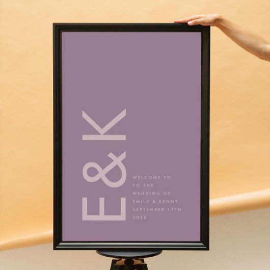 Paarse Lila moderne monogram - weduwschap Poster