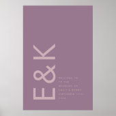 Paarse Lila moderne monogram - weduwschap Poster (Voorkant)