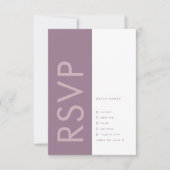 Paarse Lila moderne monogram - weduwschap RSVP Kaartje (Voorkant)