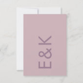 Paarse Lila moderne monogram - weduwschap RSVP Kaartje (Achterkant)