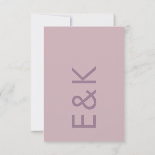 Paarse Lila moderne monogram - weduwschap RSVP Kaartje (Achterkant)