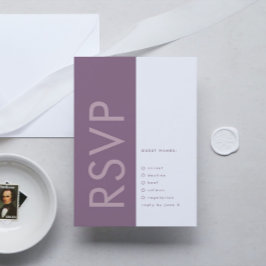 Paarse Lila moderne monogram - weduwschap RSVP Kaartje