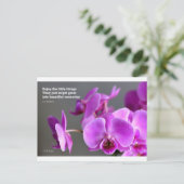 Paarse lila moerasorchid, inspirerend quote briefkaart (Staand voorkant)