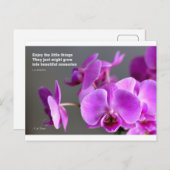 Paarse lila moerasorchid, inspirerend quote briefkaart (Voorkant / Achterkant)
