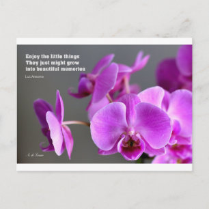 Paarse lila moerasorchid, inspirerend quote briefkaart