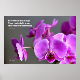 Paarse lila moerasorchid, inspirerend quote poster