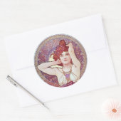 Paarse Lila mucha Art Ronde Sticker (Envelop)