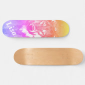 Paarse lila oranje abstracte waterverf wolf persoonlijk skateboard (Horizontaal)