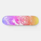 Paarse lila oranje abstracte waterverf wolf persoonlijk skateboard (Horizontaal)