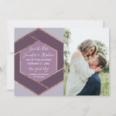 Paarse Lila Paars Rose Goud Hexagoon Save Date Kaart (Voorkant)