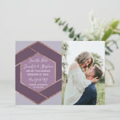 Paarse Lila Paars Roze Gouden Zeshoek Save Date Kaart (Staand voorkant)