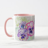 Paarse Lila Pansies mauve Waterverf Schilderen Mok (Links)