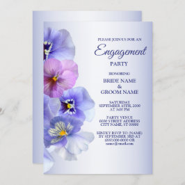 Paarse Lila Pansy Floral Rustic Engagement Party Kaart
