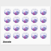 Paarse Lila Pansy Floral Rustic Wedding Party Ronde Sticker (Vel)