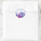 Paarse Lila Pansy Floral Rustic Wedding Party Ronde Sticker (Tas)