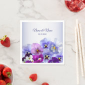 Paarse Lila Pansy Floral Rustic Wedding Party Servet (Insitu)