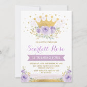Paarse Lila Princess Gold Crown Verjaardag Kaart (Voorkant)