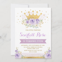  Paarse Lila Princess Gold Crown Verjaardag Kaart