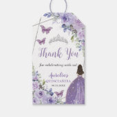 Paarse Lila prinses Butterfly Quinceañera Cadeaulabel (Voorkant)