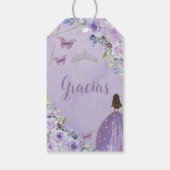 Paarse Lila prinses Butterfly Quinceañera Cadeaulabel (Achterkant)