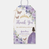 Paarse Lila prinses Butterfly Quinceañera Cadeaulabel (Voorkant)