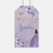 Paarse Lila prinses Butterfly Quinceañera Cadeaulabel (Achterkant)