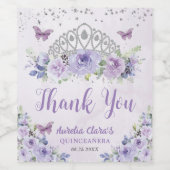 Paarse Lila prinses Crown Quinceañera Wijn Etiket (Enkel label)