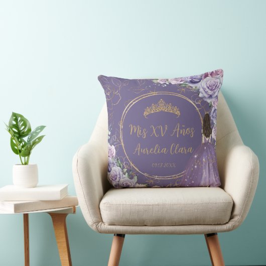 Paarse Lila prinses Quinceañera Keepslag Kussen (Stoel)