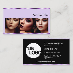 Paarse Lila productetiketten met Logo Foto's Glam Visitekaartje