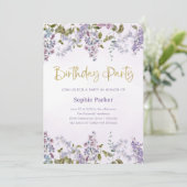 Paarse Lila | QR-code verjaardagsfeest Kaart (Staand voorkant)