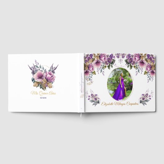 Paarse Lila Quinceañera Gastenboek