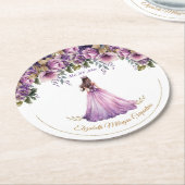 Paarse Lila Quinceañera Papier Onderzetter (Gebogen)