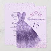 Paarse Lila Quinceanera Party Dress Gown 15th Kaart (Voorkant / Achterkant)