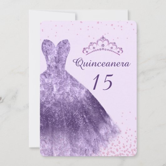 Paarse Lila Quinceanera Party Dress Gown 15th Kaart (Voorkant)