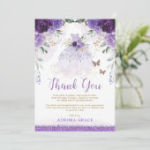 Paarse Lila Quinceañera Princess Dress Dank u Kaart (Staand voorkant)