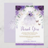 Paarse Lila Quinceañera Princess Dress Dank u Kaart (Voorkant / Achterkant)
