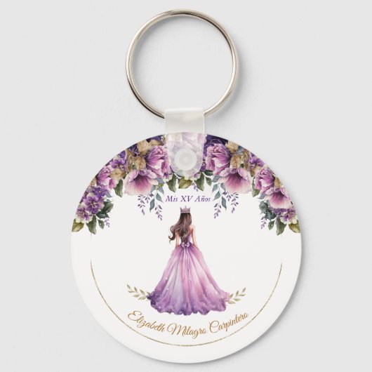 Paarse Lila Quinceañera Sleutelhanger (Voorkant)