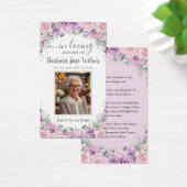 Paarse Lila Roze Bloemen Begrafenis Memorial Bladw Visitekaartje (Bureau)