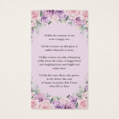 Paarse Lila Roze Bloemen Begrafenis Memorial Bladw Visitekaartje (Achterkant)