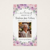 Paarse Lila Roze Bloemen Begrafenis Memorial Bladw Visitekaartje (Voorkant)