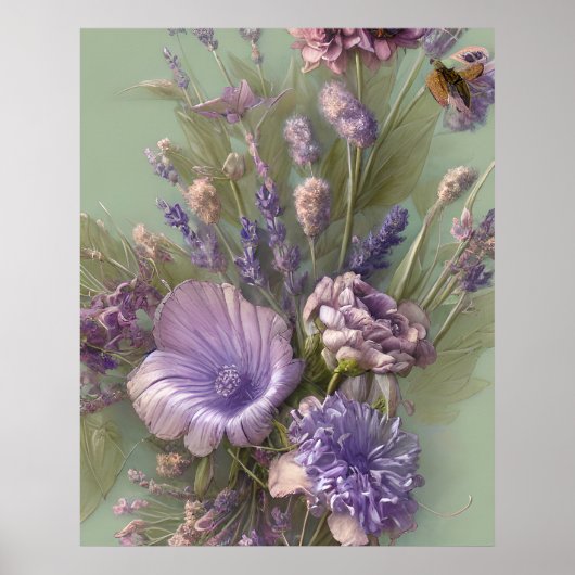 Paarse lila roze bos bloemen mooi poster (Voorkant)