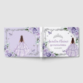 Paarse Lila Rozen Bloemenvlinders Quinceañera Gastenboek (Volledig)